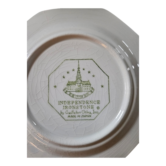 Set Of 2 Independence Ironstone Blue Tulip 8-sided 6 1/2" Bread Plates Japan - Picture 4 of 4